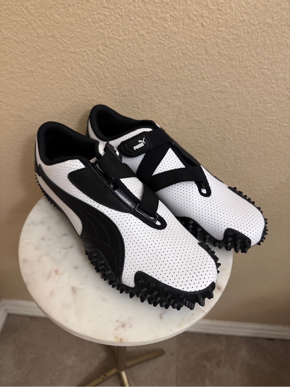 Women Puma Mostro black white sneakers avant-garde edgy unique spikes casual